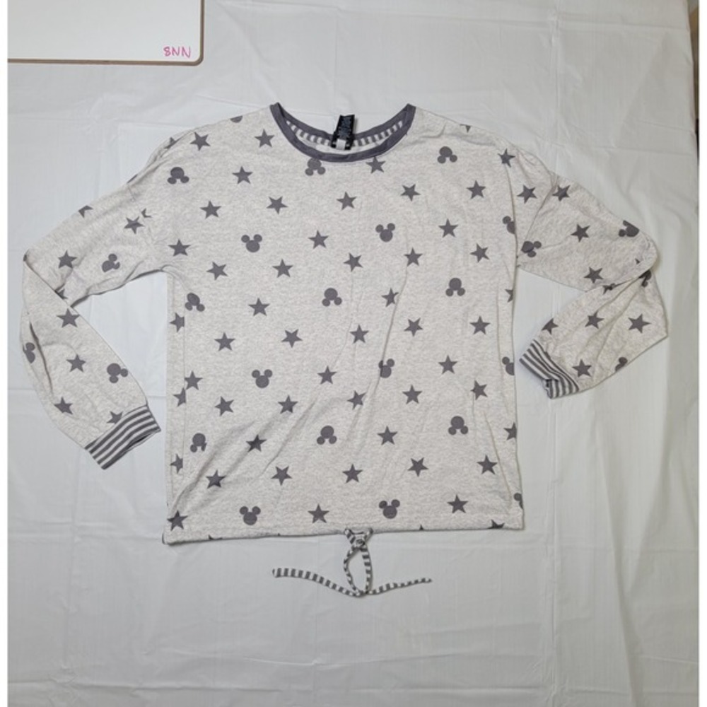 Womens Disney Gray Mickey Mouse pajama top. Size Medium. Drawstring waist.